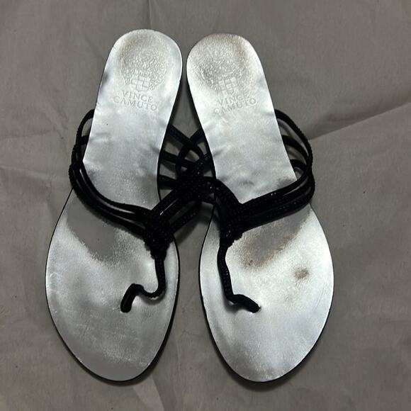 VINCE CAMUTO BLACK‎ RHINESTONE SANDALS SIZE 8 - Picture 1 of 6